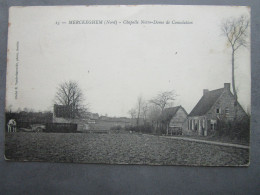 CPA 59 Nord MERCKEGHEM Prés Wormhout  - Chapelle Notre Dame De Consolation , Tombereau Cheval , Postée FM 1914 - Wormhout