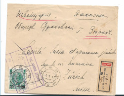 RL417 / RUSSLAND - Katharina II Mit Neuem Wertaufdruck (MI.Nr.106) In Die Schweiz 1917 - Lettres & Documents