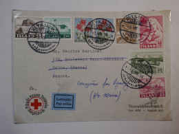 \+\ RED CROSS ISLAND  BELLE LETTRE RR  SURCHARGES 1959 CROIX ROUGE .A REIMS RED.  CERIZIERES FRANCE +++ - Covers & Documents