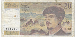 Vends Beau Billet De Banque  FRANCE   20 FRANCS    1980 - 20 F 1980-1997 ''Debussy''