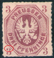 3 Pfennige Graulila - Ungebraucht O. G. - Preussen Nr. 19 A Mit DZ/Abart - Mint