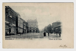 P.K. HASSELT : Place De La Gare - ZELDZAAM - Animée - Uitg. Ghuys Hasselt & St Trond - Gelopen - 2 Scans - Hasselt