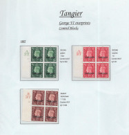 Gb 1937 SG245/247 Overprinted TANGIER In Cylinder Blocks Of 4 - U/M - See Notes & Scans - Nuovi