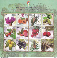 India 2023 GI Geological Indications: Agricultural Goods Of India Full 12v Sheetlet / Miniature Sheet MS MNH As Per Scan - Agriculture