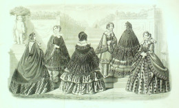 Gravure De Mode Courrier Des Dames (maison Gagelin) 1855 N°2855 - Prints & Engravings