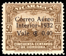 Nicaragua 1932 40c On 50c Bistre-brown Lightly Mounted Mint. - Nicaragua