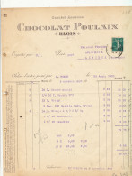  FA 3043  / FACTURE   CHOCOLAT POULAIN  BLOIS  1910 - Droguerie & Parfumerie