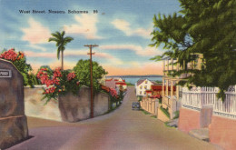 Nassau,Bahamas-West Street Linen 1954 - Antique Postcard - Bahama's