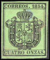 Spain 1854 4o On Green Unused Without Gum. - Unused Stamps