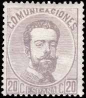 Spain 1872-73 20c Deep Lilac Type II Lightly Mounted Mint. - Unused Stamps