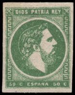 Spain 1873 50c Green Carlist Issue On White Paper With Reversed Greek Key Lightly Mounted Mint. - Carlistas