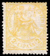 Spain 1874 2c Lemon-yellow Unused No Gum. - Unused Stamps