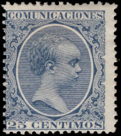 Spain 1889 25c Prussian Blue Lightly Mounted Mint. - Nuevos