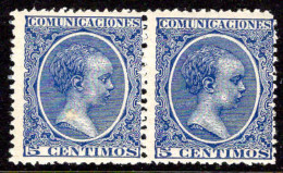 Spain 1889 5c Blue Pair Unmounted Mint. - Nuevos