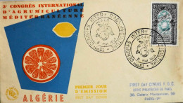 FR. ENV. 1er Jour Algérie - 3e Congrès Interna. D'Agrumiculture Méditéranéenne - Oblitération Alger 8.5.1954 - TBE - FDC