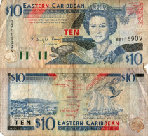 East Caribbean / 10 Dollars / 1993 / P-27(v) / VF - Caraibi Orientale