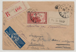 ALGERIE Daguin Alger 1942 Lettre Par Avion Recommandée > HONGRIE Budapest Via MARSEILLE LYON GENEVE Cachet VU CONTROLE - Storia Postale