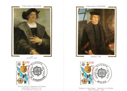 " CHRISTOPHE COLOMB " Sur 2 Cartes Maximum En Soie De 1992. 2 X N° YT  2755. Parfait état. CM - Christopher Columbus