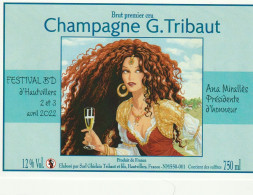 Etiquette Champagne MIRALLES Anna Festival BD Hautvillers 2022 (Djinn - Dishes