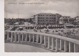 SENIGALLIA   ANCONA  UN TRATTO DI SPIAGGIA DALLA ROTONDA  VG  1957 RETRO TIMBRO COLONIA - Senigallia