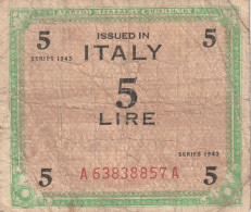 BANCONOTA - ALLIED MILITARY CURRENCY BANCONOTA 5£   1943 (come Da Scansione) - Occupation Alliés Seconde Guerre Mondiale