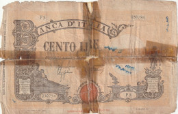 BANCONOTA - REGNO - BANCA D'ITALIA £100 (COME DA SCANSIONE) - 100 Liras