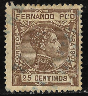 Fernando Poo 1907 Alfonso XIII 25c.Edifil 159.Usado - Fernando Po