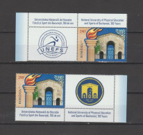 ROMANIA 2023 UNIVERSITY OF PHYSICAL EDUCATION AND SPORTS - BUCHAREST, 100 Years 2 Sets With Diferent Labels  MNH** - Unused Stamps