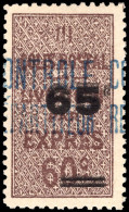 Algeria 1927 65c On 60c Brown Colis Postale Double Surchage Lightly Mounted Mint. Signed Brun. - Colis Postaux