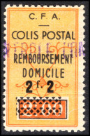 Algeria 1941 2f2 On 2f Remboursement Domicile Lightly Mounted Mint. - Colis Postaux