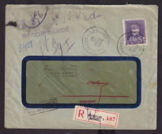 DDEE 415 - Enveloppe Recommandée TP Képi BRUXELLES 1935 Vers SERAING - Etiquettes Verso , Retour Expéditeur - 1931-1934 Kepi