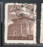 CHINA REPUBLIC REPUBBLICA DI CINA TAIWAN FORMOSA 1959 1960 CHU KWANG TOWER QUEMOY 40c USED USATO OBLITERE' - Used Stamps