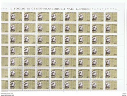 REPUBBLICA:  1977  QUINTINO  SELLA  -  £. 170  BRUNO  E  OLIVA  FGL.100  N. -  SASS. 1394 - Fogli Completi