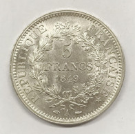 France Francia 5 Francs 5 Franchi 1849 A  Seconda Repubblica Q.fdc E.459 - 5 Francs