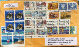 CANADA TO INDIA2023, COVER USED, ANIMAL, PAINTING, CHRISTMAS, POSTAL ACTIVITY, INDIANS, NATO, GLOBE, JULES LEGER,40 STAM - Lettres & Documents