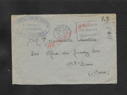 MILITARIA LETTRE EN FRANCHISE MILITAIRE PERRIN ROLAND CACHET 4e Rg DE SAPEURS POMPIERS 4e Cie BATEAUX POMPES PARIS : - Firemen