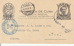 Cuba Entier Postal Pour La Suisse 1909 - Storia Postale