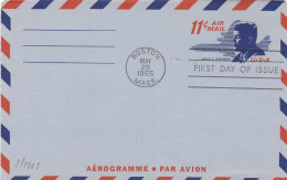 USA 1965,  COVER  AEROGRAMME OBLITERATION FDC BOSTON ,KENNEDY. - 1961-80