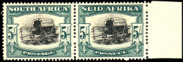 South Africa 1944 5/- Ox-wagon Blue-green Roto Fine Mint Lightly Hinged. - Unused Stamps