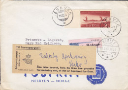 Norway TUBFRIM (Stamp Dealer) NESBYEN 1964 Cover Brief Lettre Brotype HERLEV (Arr.) RETOUR & Question VignettesDenmark - Storia Postale