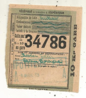 Récépissé De Colis Postal En Gare 10 Kg, Gare De Poitiers Pour Bordeaux , 1933 - Ohne Zuordnung