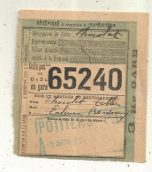 Récépissé De Colis Postal En Gare 3 Kg, Gare De Poitiers Pour Bordeaux , 1933 - Non Classés