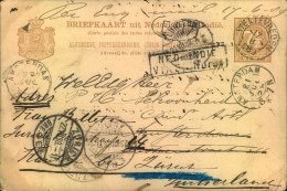1889, Interesting Postcard Via Amsterdam To Züric - Niederländisch-Indien