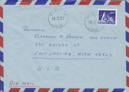 Norway ÅS 1981 Cover Brief Lettre EAST LANSING Michigan United States Church Kirche Eglise Tromsdalen Stamp - Briefe U. Dokumente