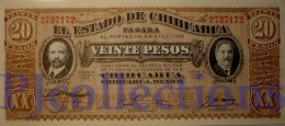 MEXICO 20 PESOS 1915 PICK S537b UNC - Mexique