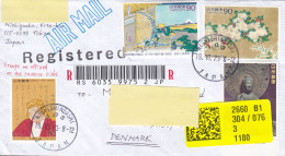 Japan Air Mail Registered Einschreiben Label NISHISHINBASHI 2023 'Petite' Cover Brief Lettre BRØNDBY STRAND Denmark - Briefe U. Dokumente