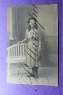 Carte Postale Fotokaart Studio Foto Atelier Photo J.BENIEST Berchem Link Céline Dael  1917-18 Couture Music Harp - Alte (vor 1900)