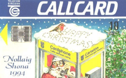 Ireland:Used Phonecard, Telecom Eireann, 10 Units, Santa Claus In Call-box - Irlande