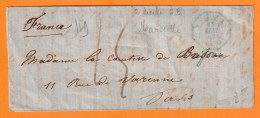 1859 - Portion De Lettre Pliée Avec Correspondance En Français De Sicile SE Vers Paris, France - Via Marseille & Lyon - Sicily