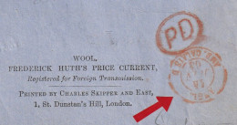 1864 - F. Huth, London - Cours De La Laine En Français - 2 Pages - PD Et Cachet D'entrée Par Calais, France - Postmark Collection